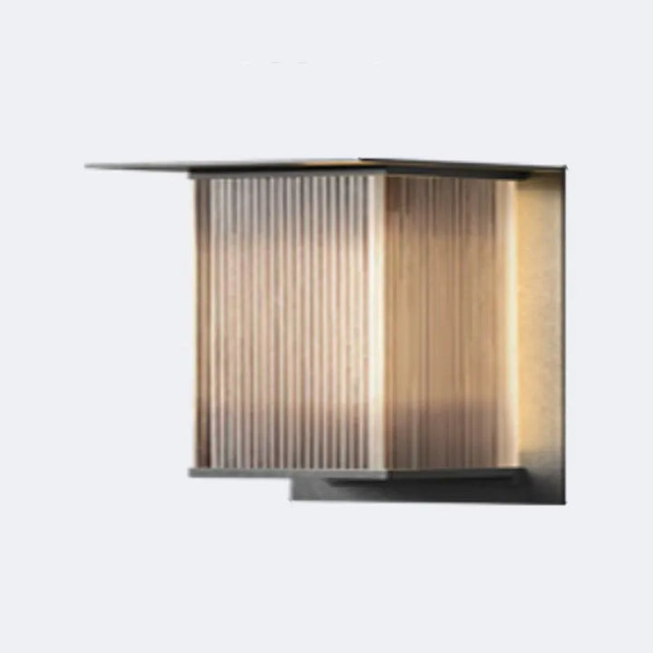 Ribbed Glass Outdoor Wall Lantern | Black, Three Sizes