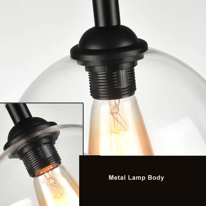 Traditional Vintage Glass Metal Rope Hanging Round 1-Light Pendant Light for Living Room