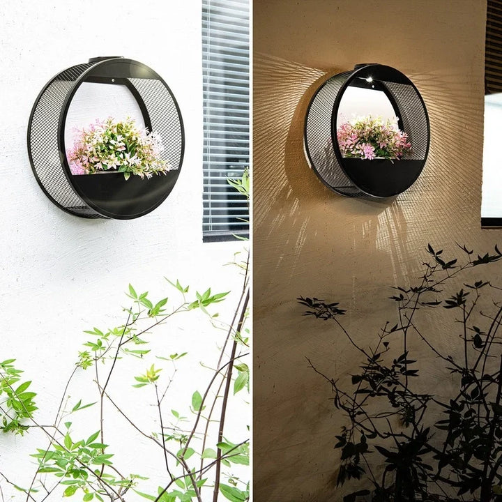 Solar Wall Light with Built-In Planter