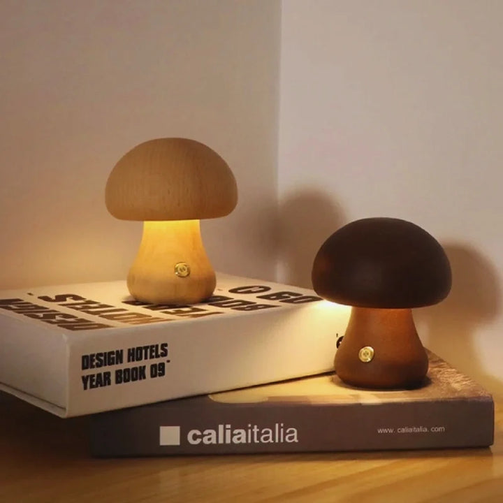 Solid Wood Mushroom Table Lamp