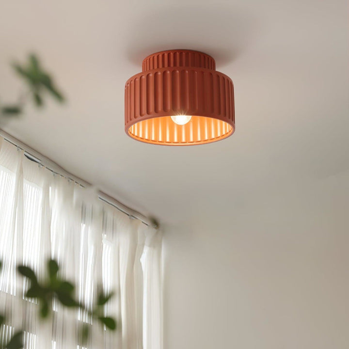 Ribbed Semi-Flush Ceiling Light | White, Beige, Green or Orange