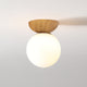 Nordic Wood Glass Globe 1-Light Ceiling Light