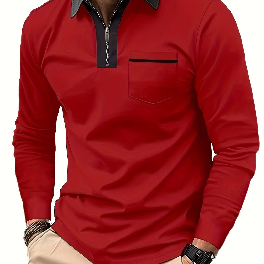 Men's Long-Sleeve Zip-Collar Summer Polo Shirt – image 1