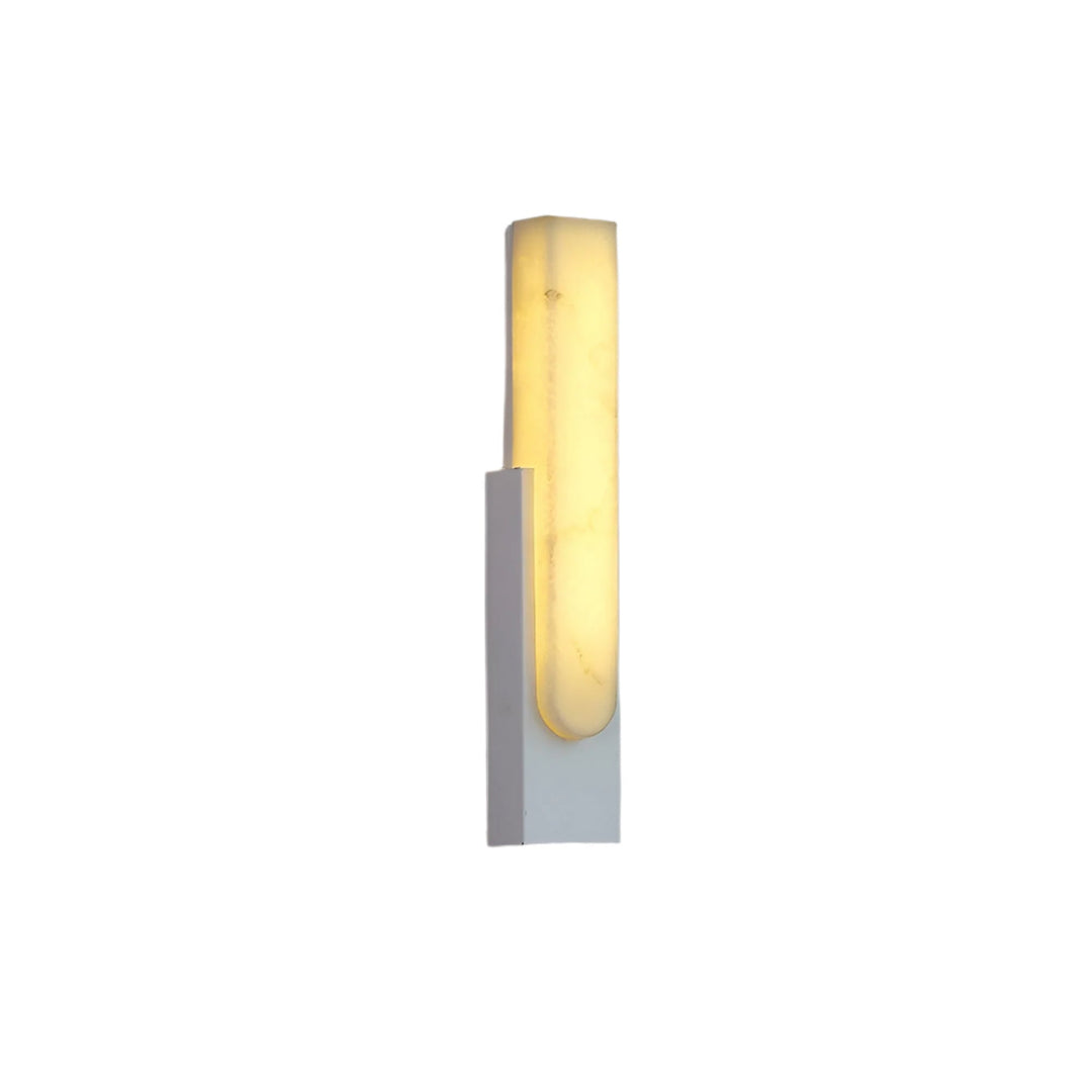 Modern Alabaster-Effect Brass Wall Sconce LED 1-Light