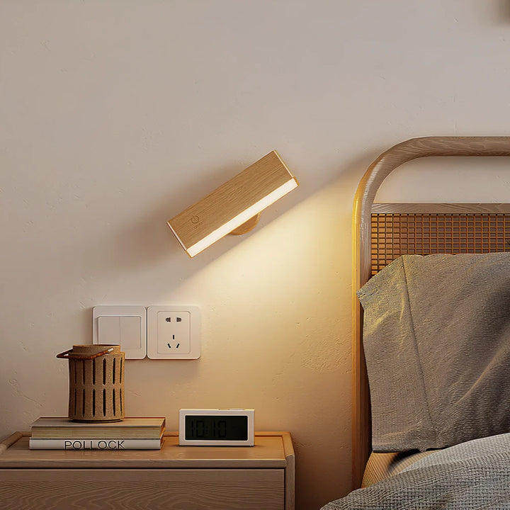 Wooden Rotatable Cordless Wall Light