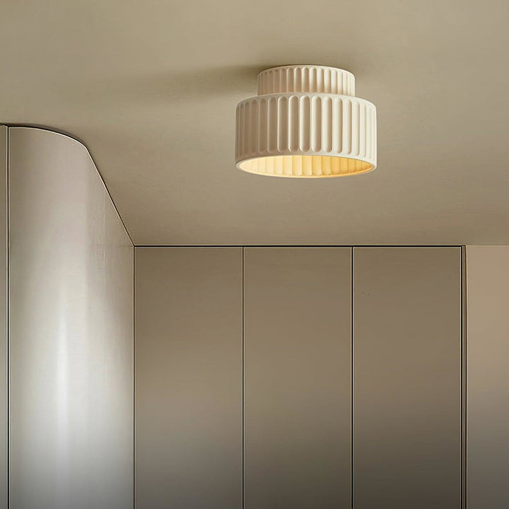 Ribbed Semi-Flush Ceiling Light | White, Beige, Green or Orange