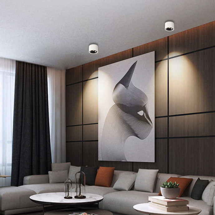 Modern Minimalist Aluminum Round Spotlight Adjustable LED Flush Mount Ceiling Light For Living Room
