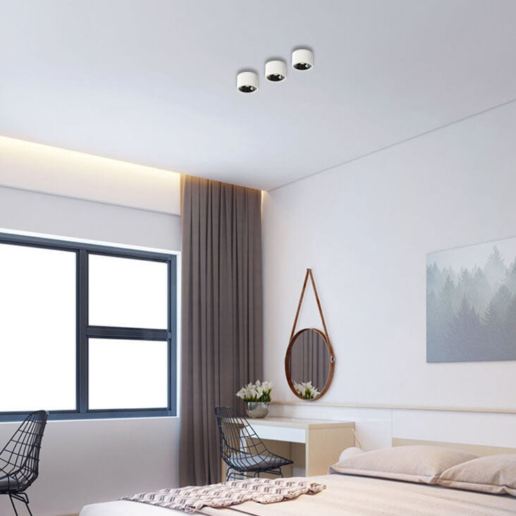Modern Minimalist Aluminum Round Spotlight Adjustable LED Flush Mount Ceiling Light For Living Room
