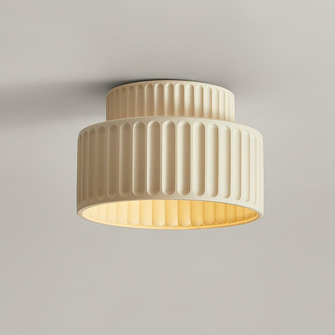 Ribbed Semi-Flush Ceiling Light | White, Beige, Green or Orange