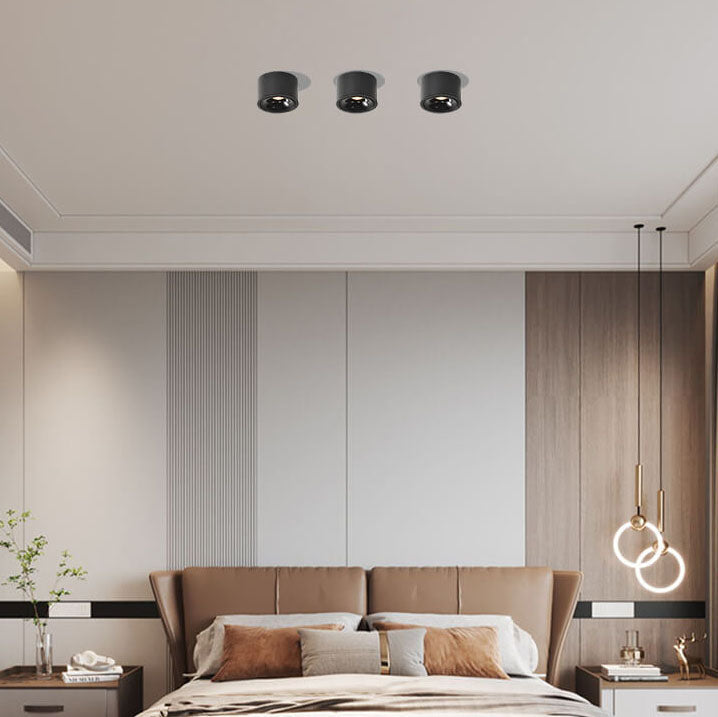 Modern Minimalist Aluminum Round Spotlight Adjustable LED Flush Mount Ceiling Light For Living Room