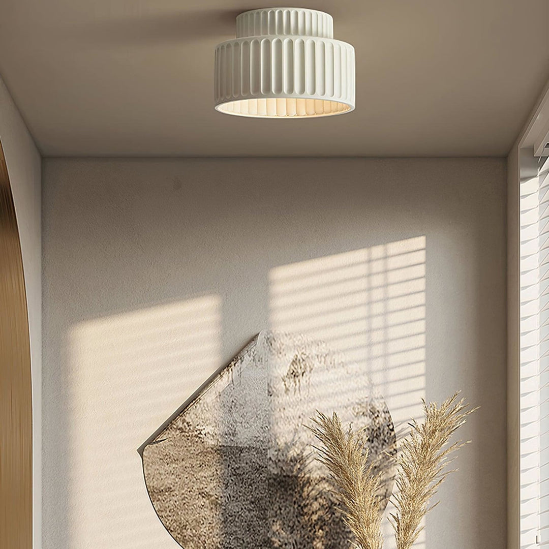 Ribbed Semi-Flush Ceiling Light | White, Beige, Green or Orange