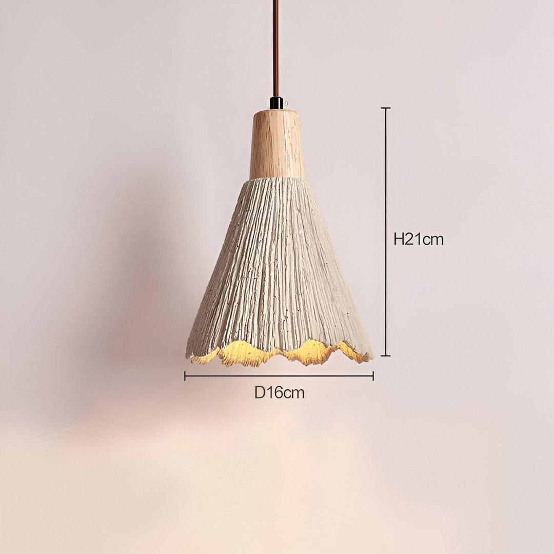 Wabi-Sabi Cement Pendant Light | Wood Top, Four Shapes
