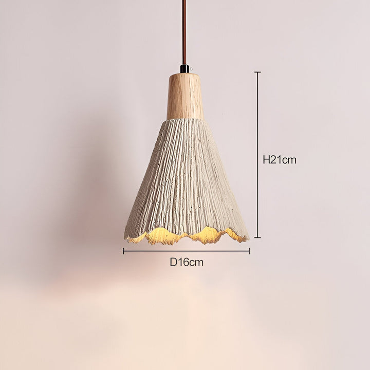 Wabi-Sabi Cement Pendant Light | Wood Top, Four Shapes