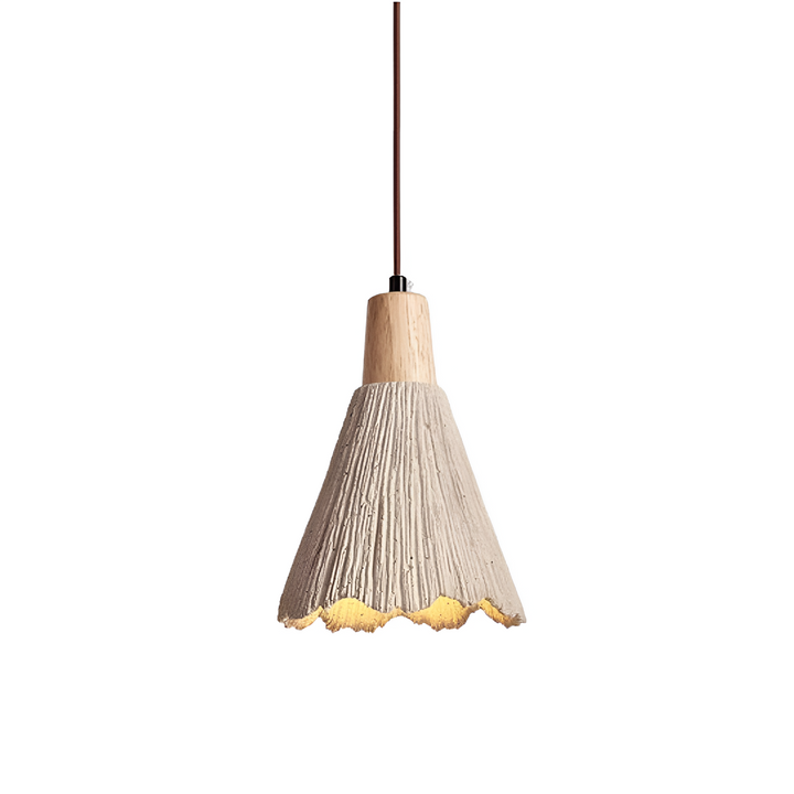 Wabi-Sabi Cement Pendant Light | Wood Top, Four Shapes