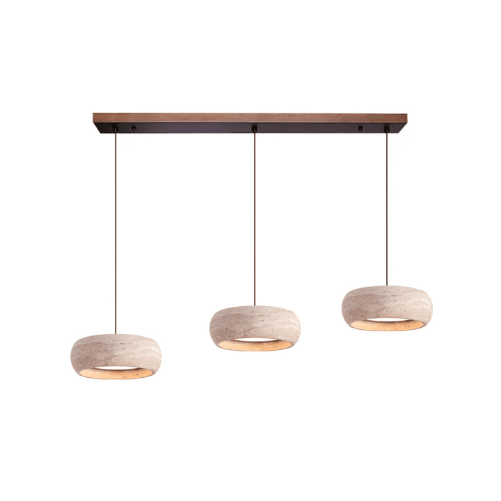Travertine Ring Pendant Light | Black Downrod, 1 to 3 Heads