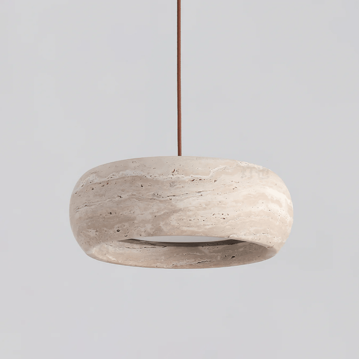 Travertine Ring Pendant Light | Black Downrod, 1 to 3 Heads