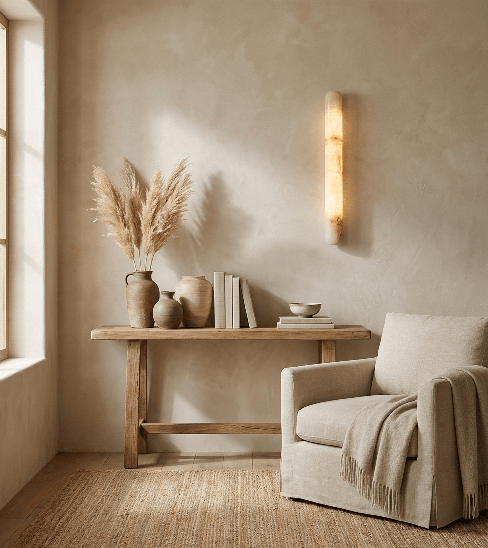 Slim Alabaster Cylinder Wall Light | White, Integrated LED
