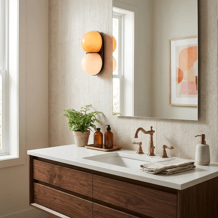 Double Glass Globe Wall Light | Copper or Black, G9