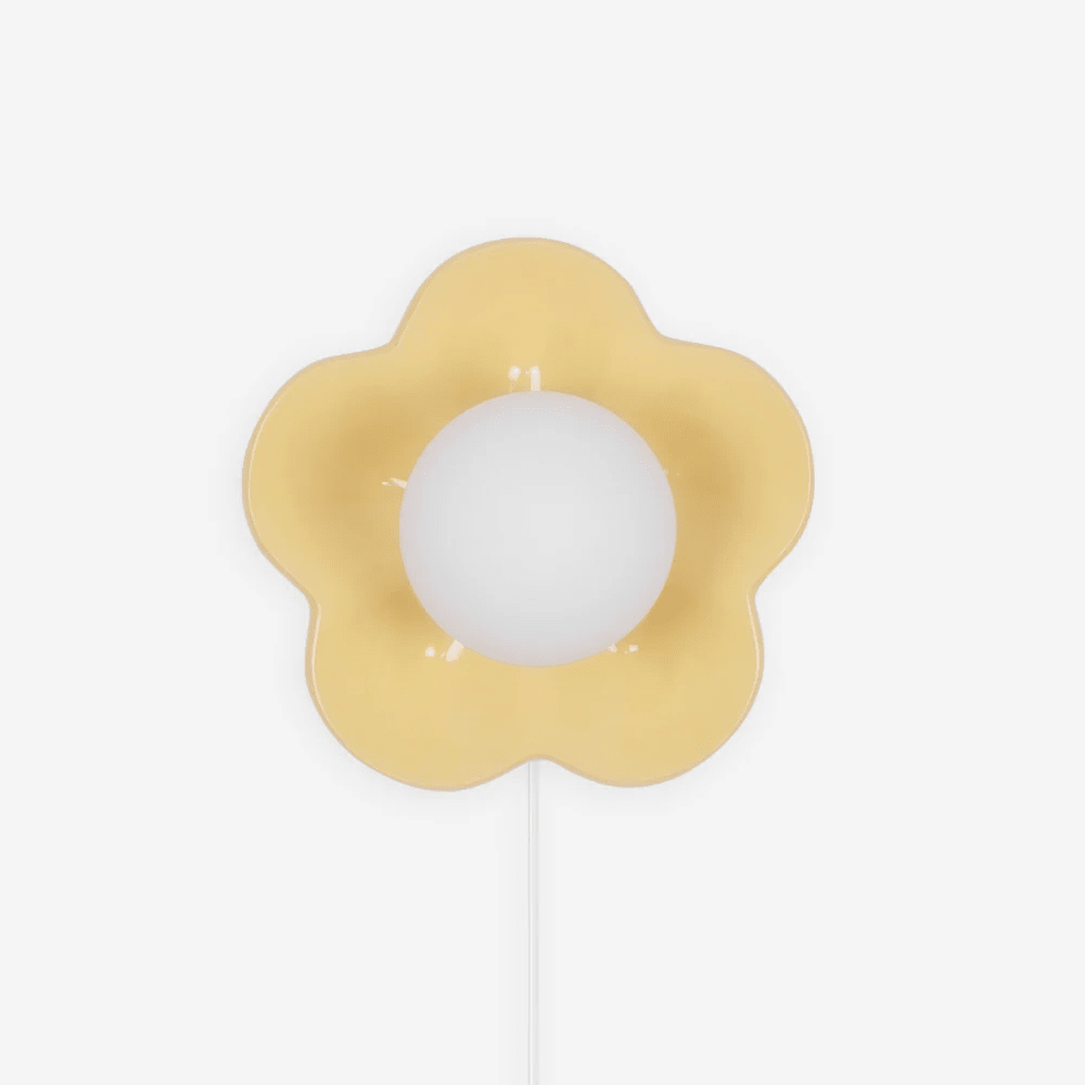 Flower Petal Plug-in Wall Light | Resin, White, Pink or Yellow