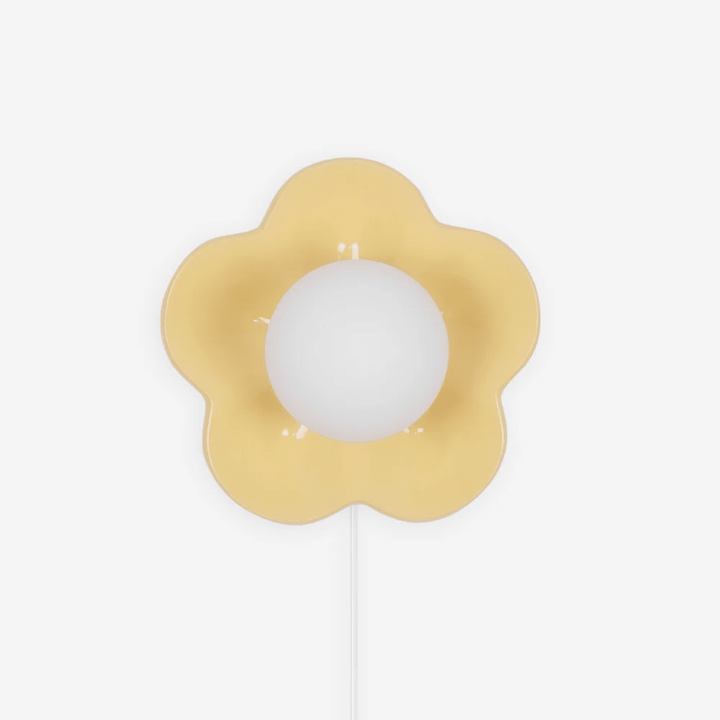Flower Petal Plug-in Wall Light | Resin, White, Pink or Yellow
