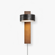 Black Travertine Disc Plug-in Wall Light | Walnut Base, LED