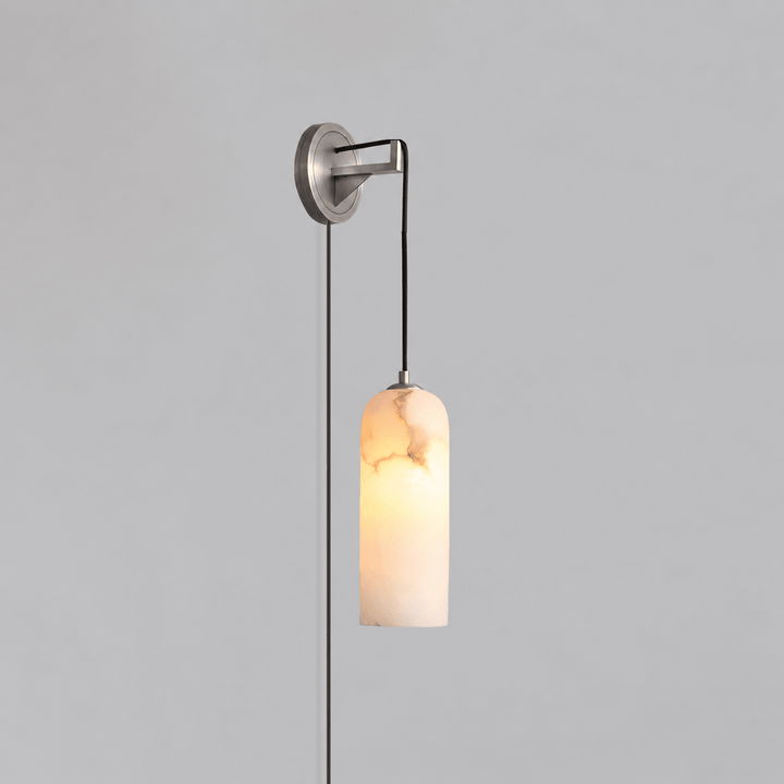 Plug-in Alabaster Wall Light | Braided Cord, E14
