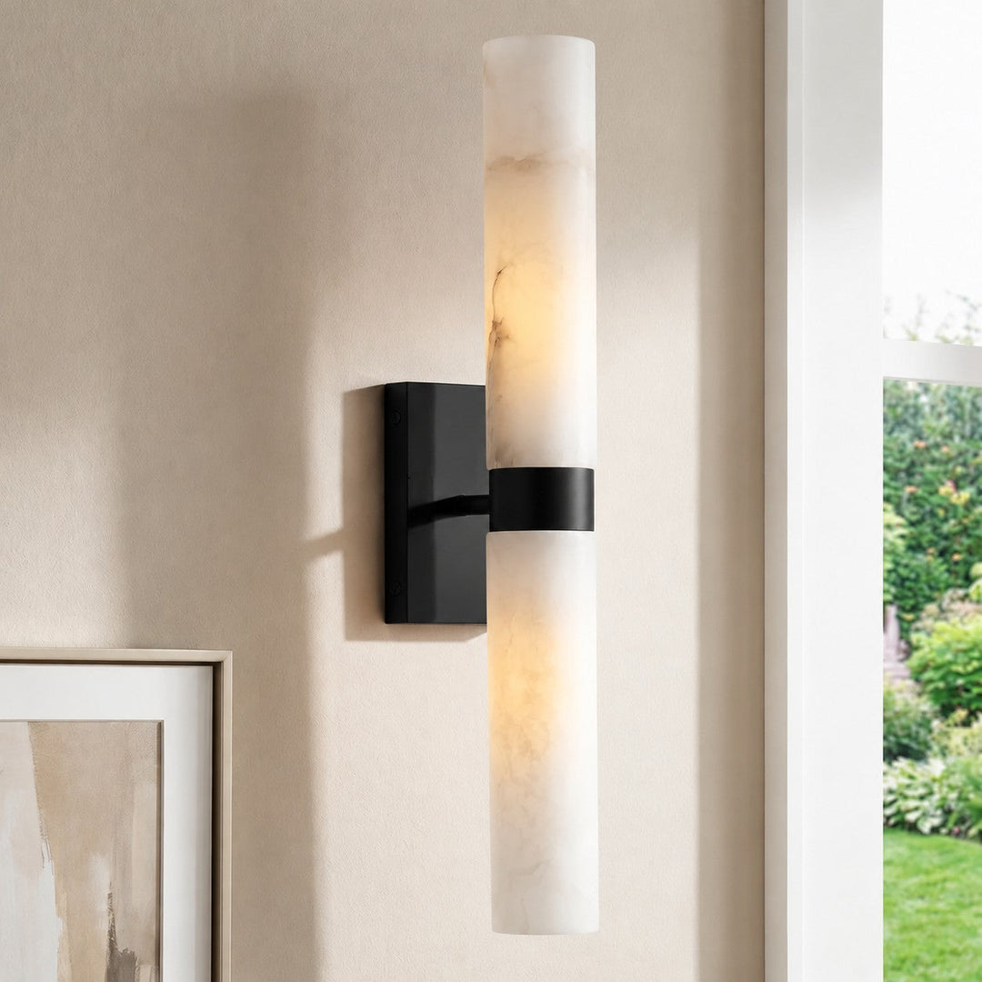 Dani Modern Alabaster Double Tube Wall Sconce