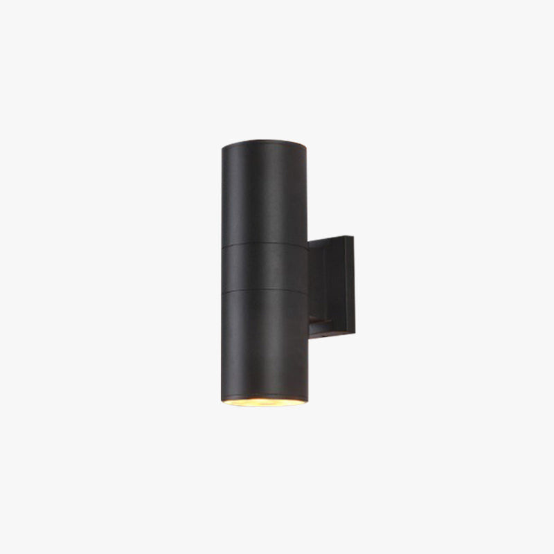 Cylinder Up and Down Outdoor Wall Light | Black, Three Sizes