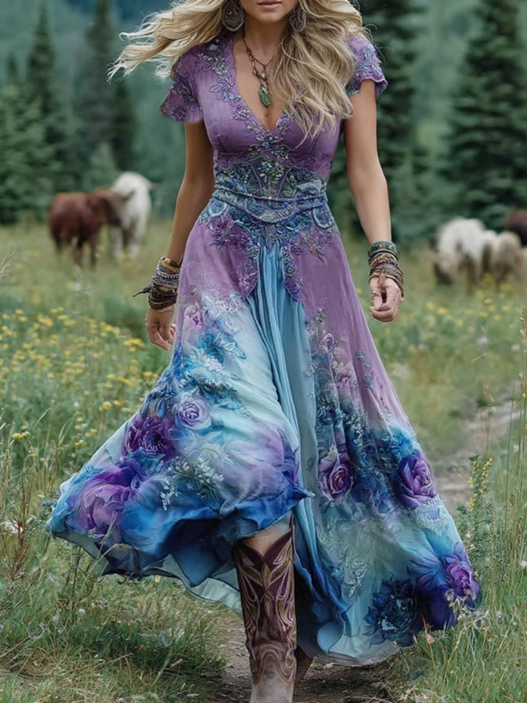 Women's Vintage-Style Floral Maxi Summer Dress – image 1