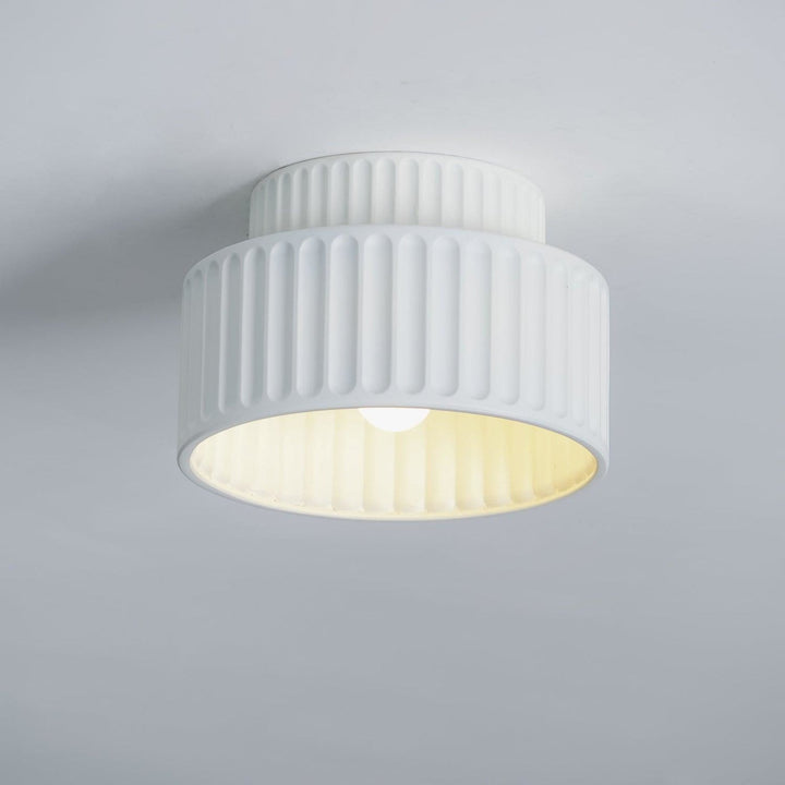 Ribbed Semi-Flush Ceiling Light | White, Beige, Green or Orange