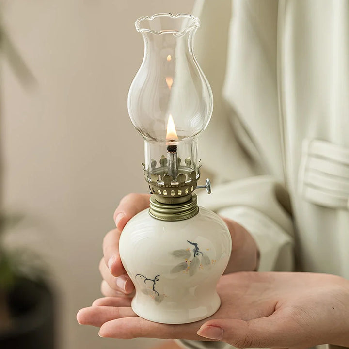Hand-Painted Ceramic Oil Lantern