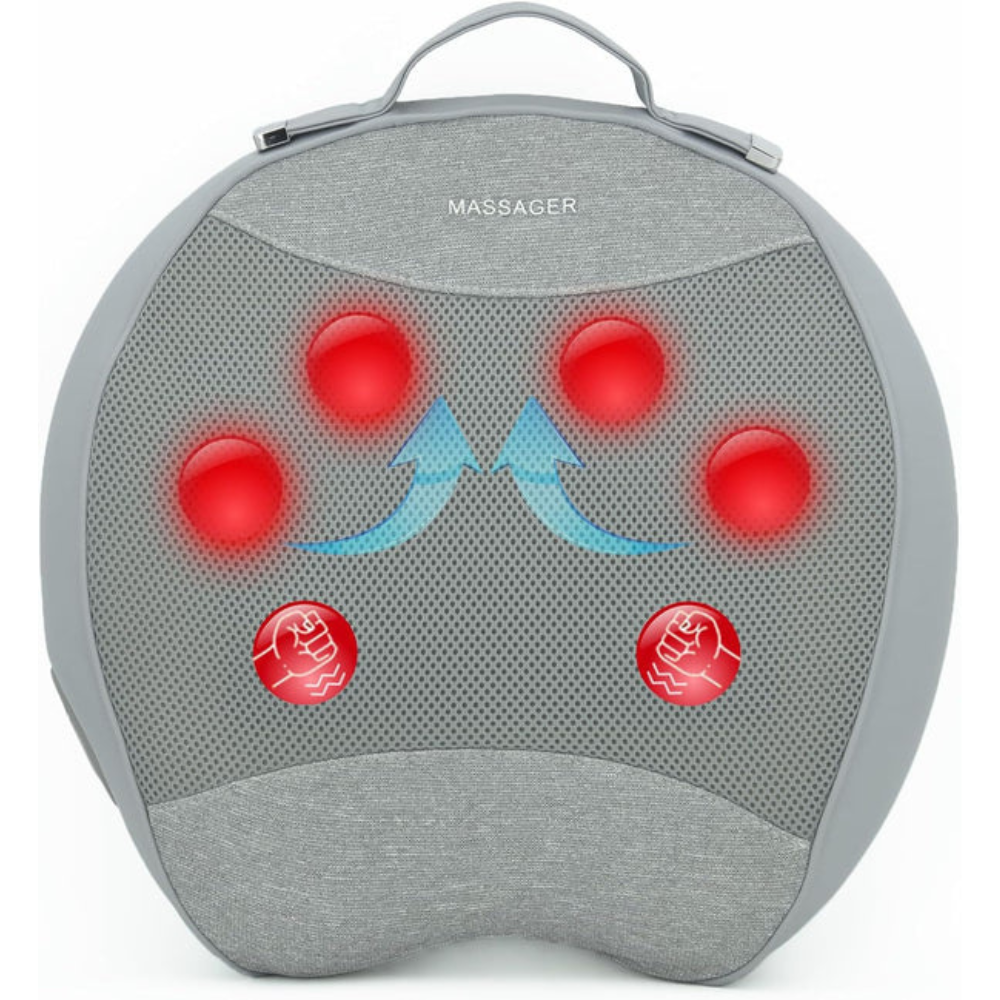 Heated Shiatsu Back Massager, 3D Deep Tissue Kneading for Pain Relief & Muscle Relaxation
