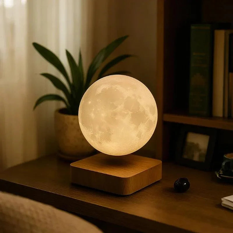 Magnetic Levitating Moon Lamp with Wooden Base