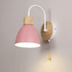 Swan-Neck Wall Light | Wood and Metal, Pull Cord, 12 Colours