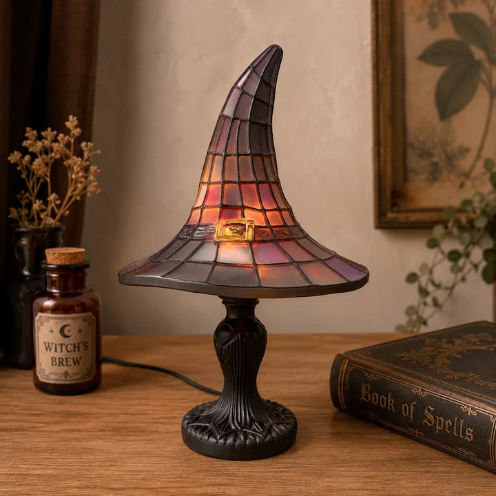 Stained Glass Witch Hat Table Lamp