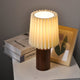 Vintage Korean Pleated Fabric Cylinder LED Table Lamp