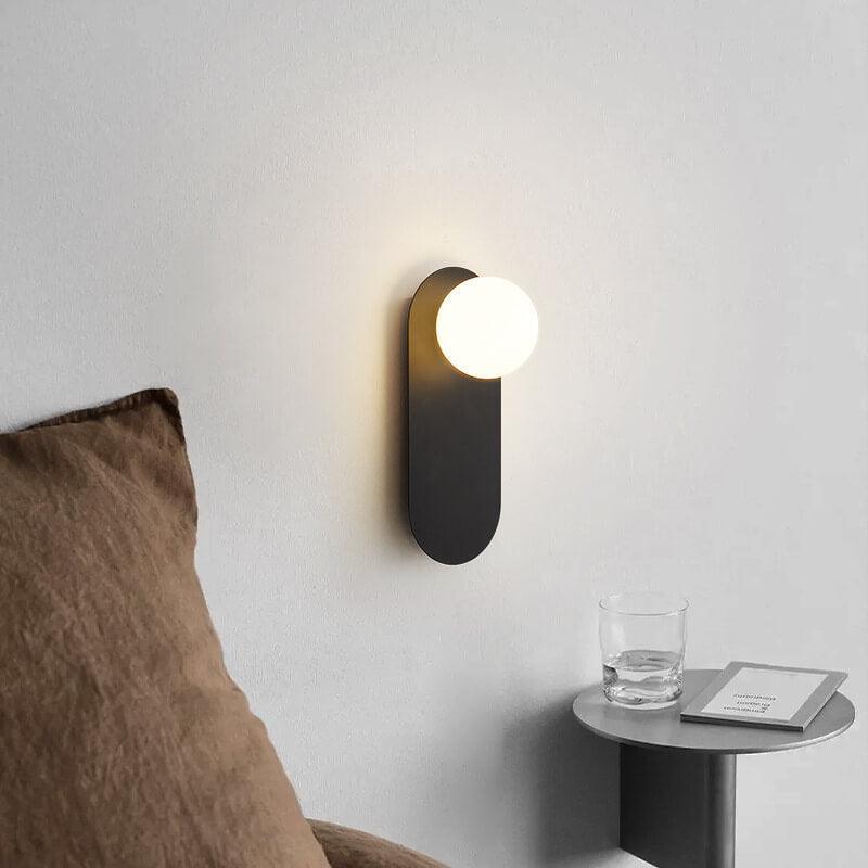 Nordic Minimalist Glass Ring Base 1-Light Wall Sconce Lamp in Black