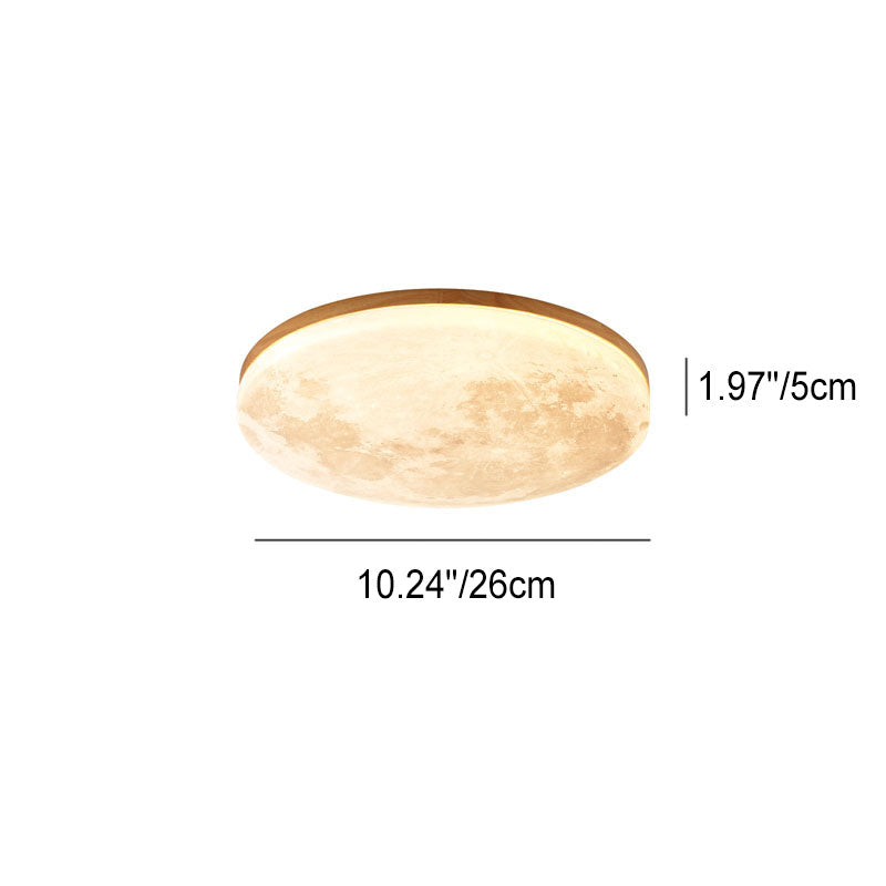 Modern Minimalist Moon Round Hardware PVC Acrylic LED Flush Mount Ceiling Light For Living Room