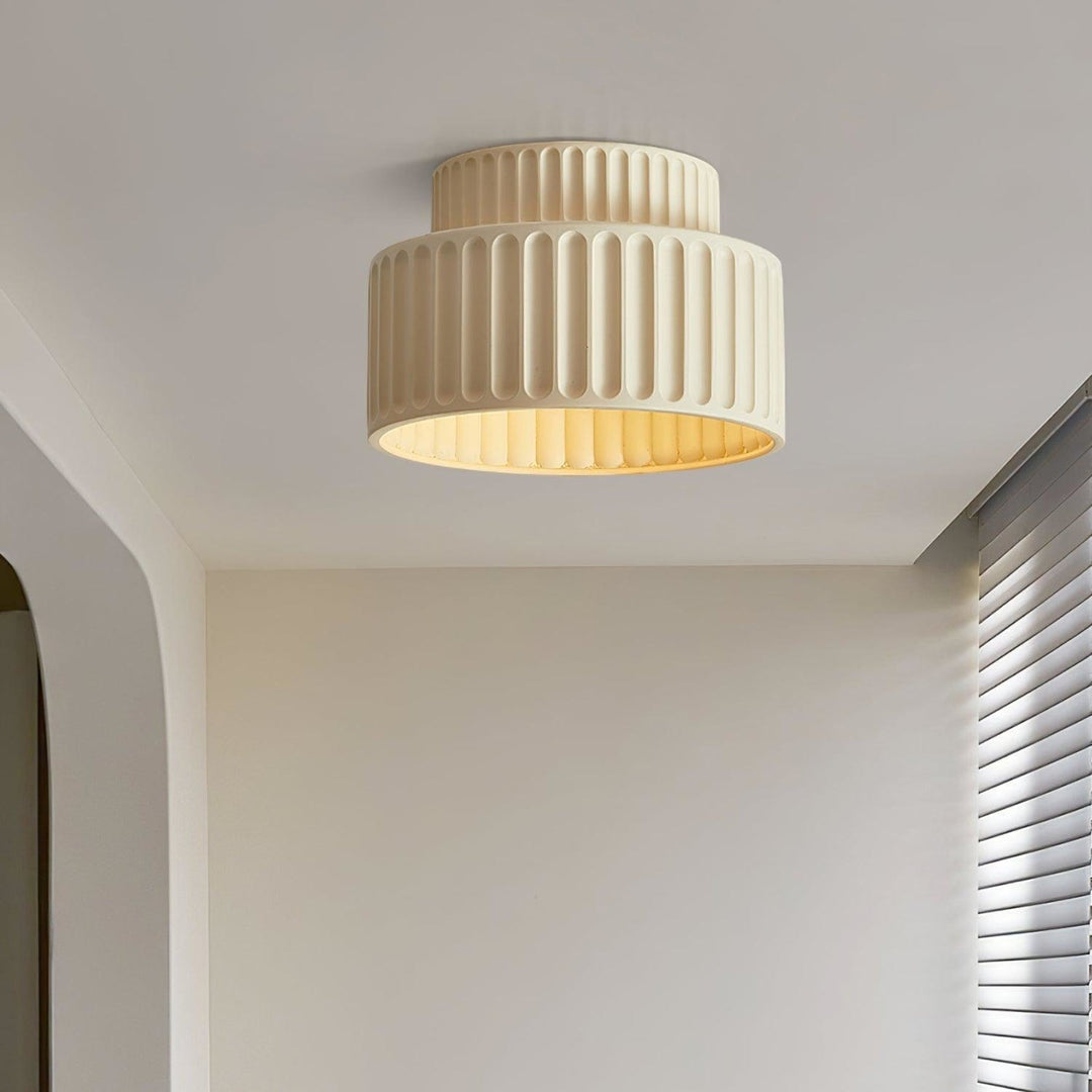 Ribbed Semi-Flush Ceiling Light | White, Beige, Green or Orange