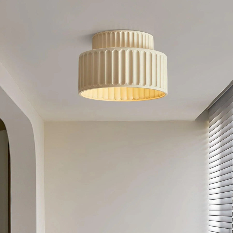 Ribbed Semi-Flush Ceiling Light | White, Beige, Green or Orange