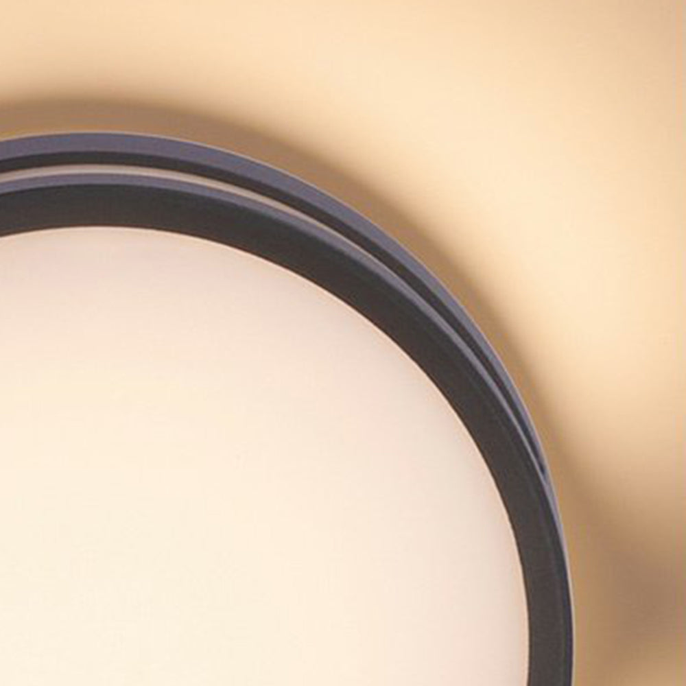 Round Outdoor Wall Light | Black Ring, Opal Diffuser