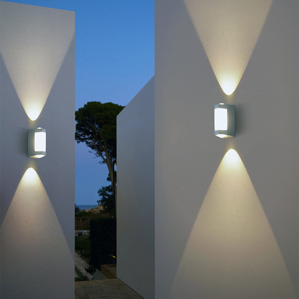 Faceted Up and Down Outdoor Wall Light | Black or White