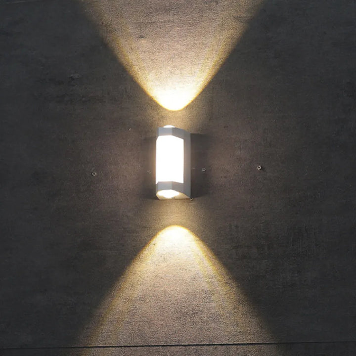 Faceted Up and Down Outdoor Wall Light | Black or White