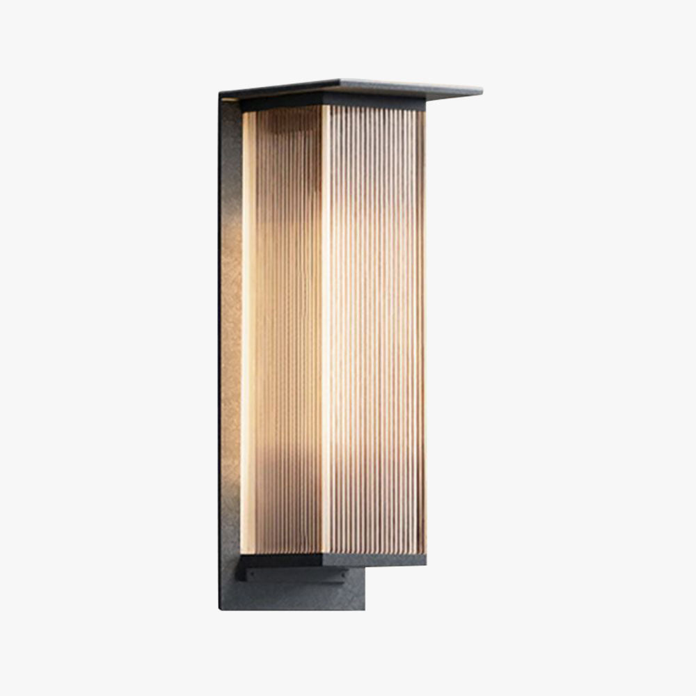 Ribbed Glass Outdoor Wall Lantern | Black, Three Sizes
