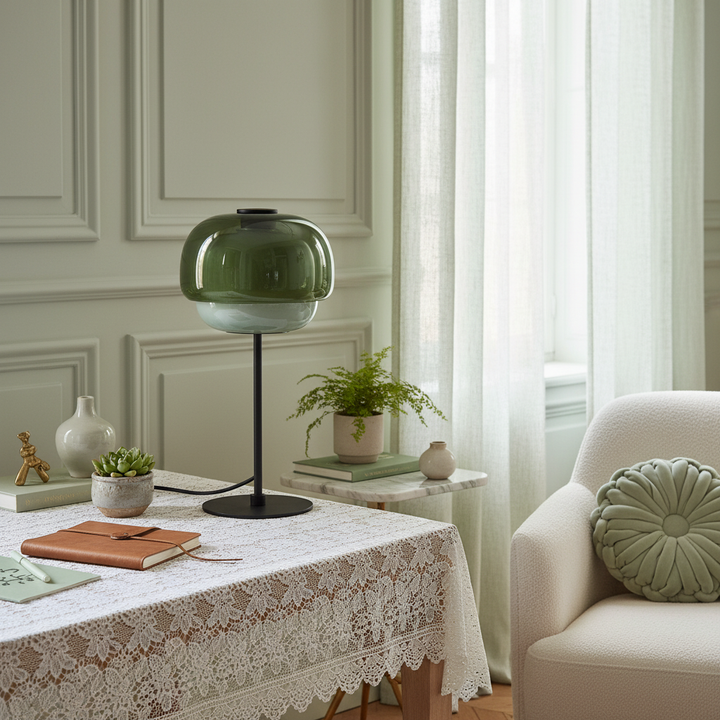 Sanae Modern Retro Double-Dome Colored Glass Table Lamp