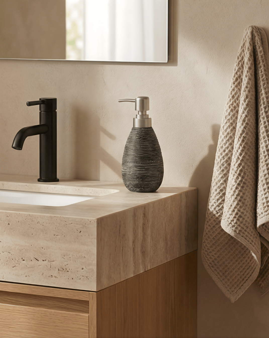 Ceramic Soap Dispenser in Grey
