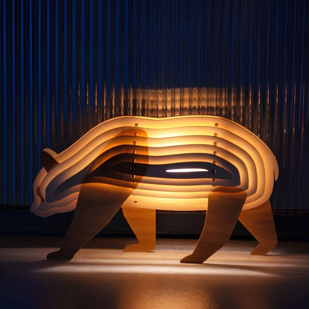 3D Wooden Animal Table Lamp