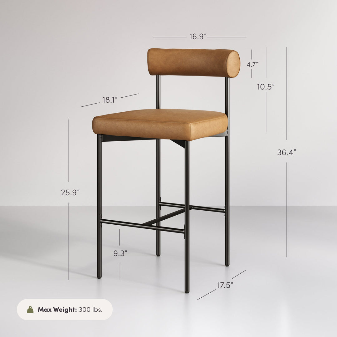 Faux Leather Counter Height Bar Stools Brown (Set of 4)