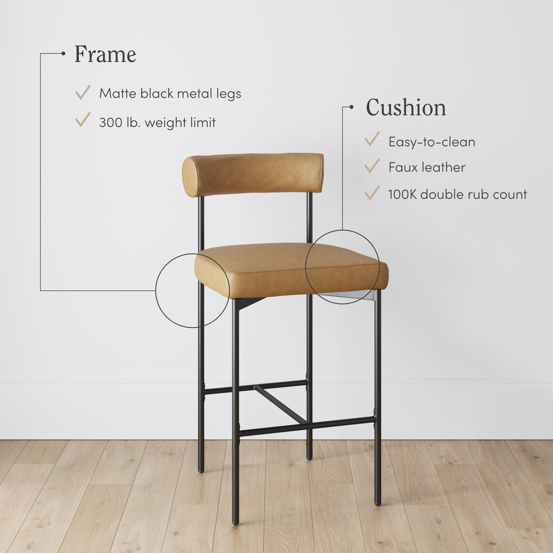 Faux Leather Counter Height Bar Stools Brown (Set of 4)