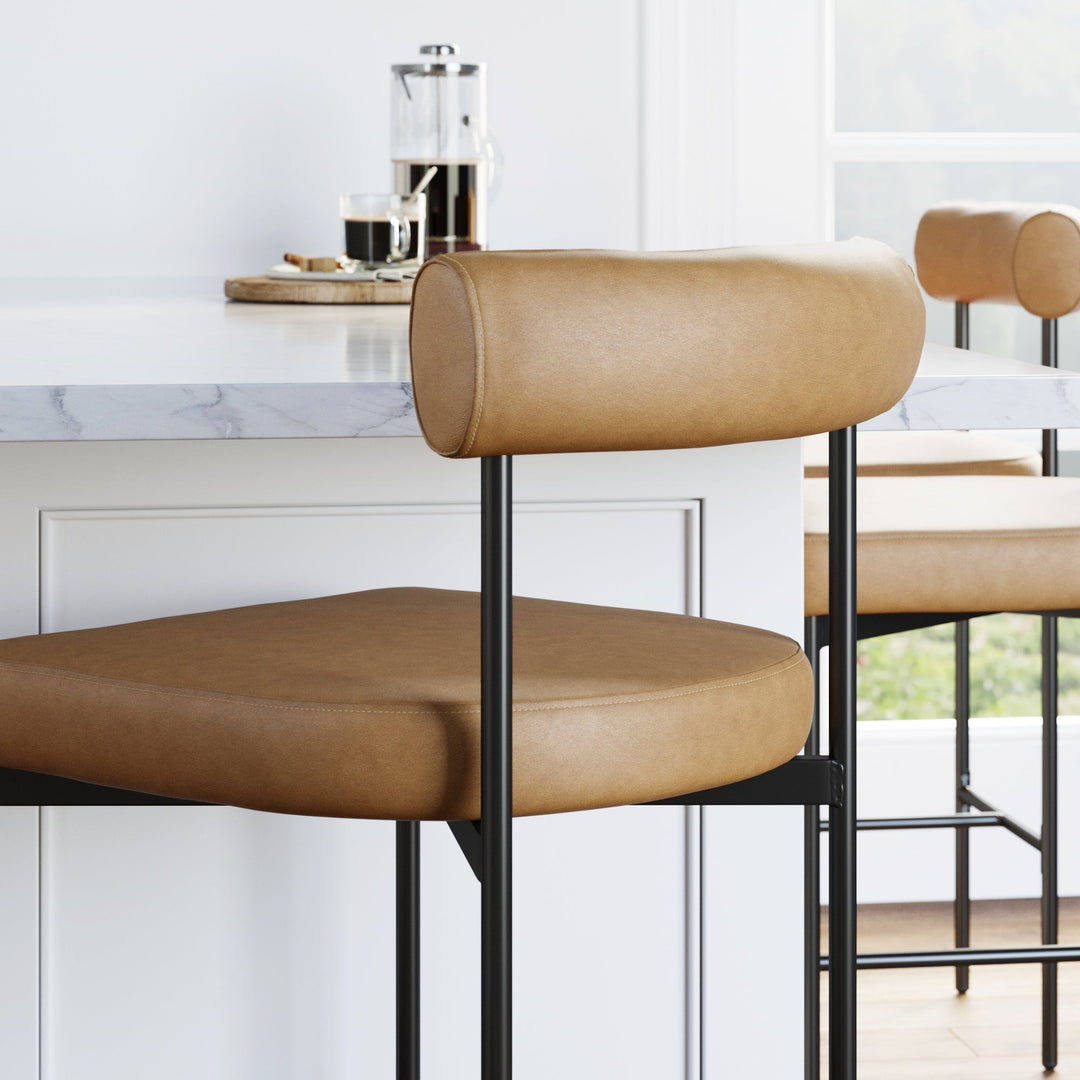 Faux Leather Counter Height Bar Stools Brown (Set of 4)